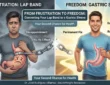 Failed Lap Band? Infographic illustrating the conversion from Lap Band to Gastric Sleeve surgery. The 'Frustration' side depicts Lap Band complications like pain, reflux, and the yo-yo effect. The 'Freedom' side shows Gastric Sleeve benefits, including permanent results, reduced hunger hormones, and superior weight loss. Titled \"From Frustration to Freedom,\" it promotes revision surgery as a second chance for health with Dr. José RodrÃguez Villarreal and BeLiteWeight Resources.