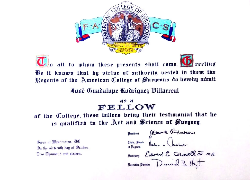 Dr. Jose Rodriguez Villarreal, F.A.C.S., Surgeon